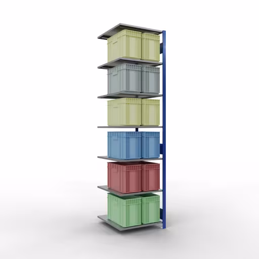 Anbauregal, Fachbodenregal Stecksystem MULTIplus150, 3000 x 750 x 800 mm (HxBxT), 7 Fachböden, Längenriegel, RAL 5010 enzianblau/verzinkt/verzinkt mit der Artikelnr. 12787-75-LR-B Anbauregal, Fachbodenregal Stecksystem MULTIplus150, 3000 x 750 x 800 mm (HxBxT), 7 Fachböden, Längenriegel, RAL 5010 enzianblau/verzinkt/verzinkt von Schulte Lagertechnik aus der Kategorie Stecksystem