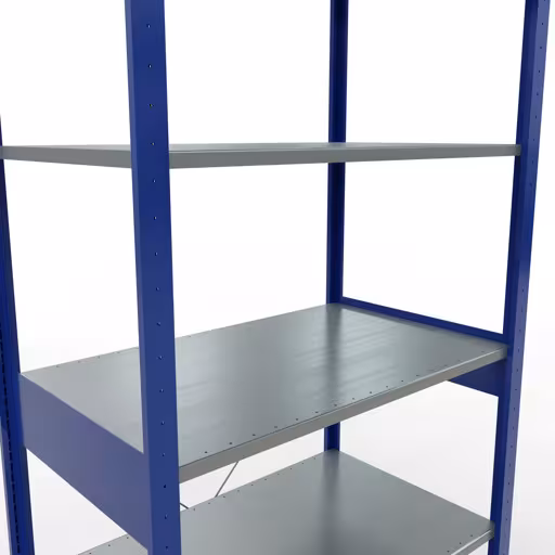 Produktbild Nr.7 des Artikels Grundregal, Fachbodenregal Stecksystem MULTIplus150, 2500 x 1000 x 600 mm (HxBxT), 6 Fachböden, Kreuzstrebe, RAL 5010/verzinkt aus der Produktreihe Stecksystem von der Marke Schulte Lagertechnik