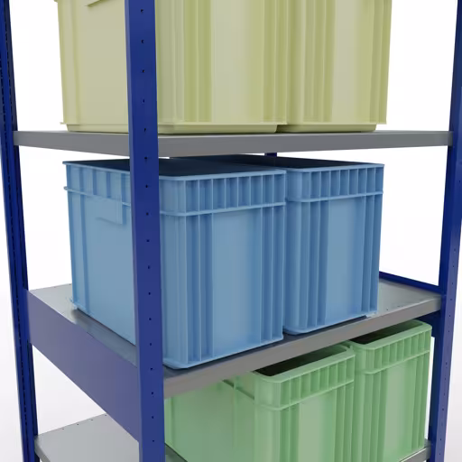 Abbildung Nr 14 des Artikels Grundregal, Fachbodenregal Stecksystem MULTIplus250, 2500 x 1000 x 800 mm (HxBxT), 6 Fachböden, Längenriegel, RAL 5010 enzianblau/verzinkt aus der Produktgruppe Stecksystem von der Marke Schulte Lagertechnik