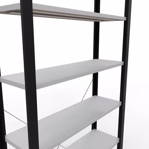 Abbildung Nr 12 des Artikels Grundregal, Büro-Fachbodenregal Stecksystem MULTIplus85, 2300 x 1000 x 300 mm (HxBxT), 7 Fachböden, Kreuzstrebe, ohne Anschlagleiste, schwarz/lichtgrau aus der Produktgruppe Büroregale von der Marke Schulte Lagertechnik