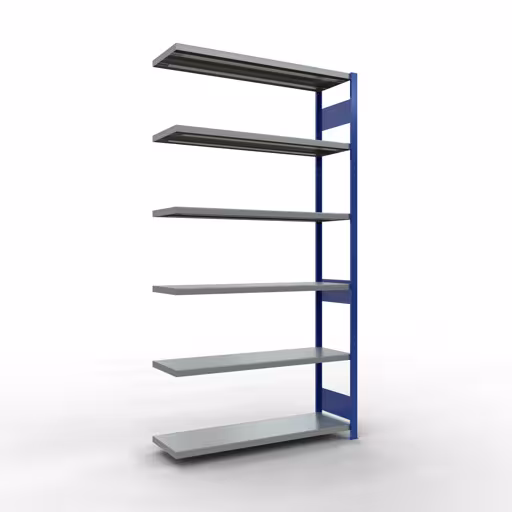 Anbauregal, Fachbodenregal Stecksystem MULTIplus250, 2500 x 1300 x 400 mm (HxBxT), 6 Fachböden, Längenriegel, RAL 5010 enzianblau/verzinkt von der Marke Schulte Lagertechnik Anbauregal, Fachbodenregal Stecksystem MULTIplus250, 2500 x 1300 x 400 mm (HxBxT), 6 Fachböden, Längenriegel, RAL 5010 enzianblau/verzinkt aus der Kategorie Anbauregal mit der Artikelnummer 12946-130-LR-B