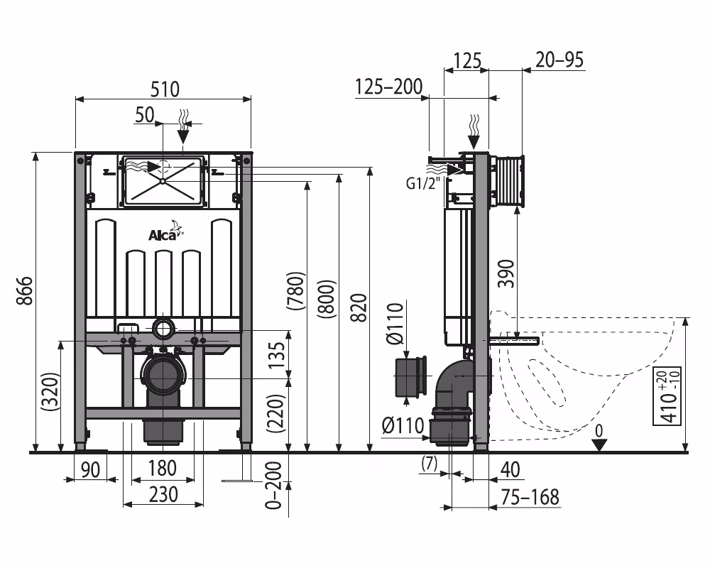 AlcaPlast AM101 WC Montageelement | Unterputz Spülkasten zur Wandmontage von der Marke AlcaPlast aus der Kategorie Montagematerial Sanitärkeramik