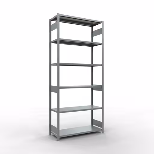 Grundregal, Fachbodenregal Stecksystem MULTIplus250, 3000 x 1300 x 500 mm (HxBxT), 7 Fachböden, Längenriegel, verzinkt aus der Kategorie Grundregal mit der Artikelnummer 12952-130-LR