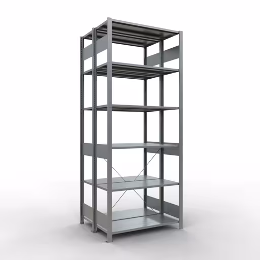 Grundregal, Doppelregal, Fachbodenregal Stecksystem MULTIplus150, 2500 x 1000 x (2x400) mm (HxBxT), 2x6 Fachböden, Kreuzstrebe, verzinkt von der Marke Schulte Lagertechnik Grundregal, Doppelregal, Fachbodenregal Stecksystem MULTIplus150, 2500 x 1000 x (2x400) mm (HxBxT), 2x6 Fachböden, Kreuzstrebe, verzinkt aus der Kategorie Doppelregale mit der Artikelnummer 13741