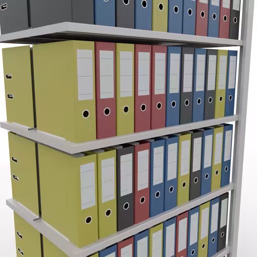Anbauregal, Büro-Fachbodenregal Stecksystem MULTIplus150, 2300 x 1000 x 600 mm (HxBxT), 7 Fachböden, Längenriegel, mit Mittelanschlag, lichtgrau von der Marke Schulte Lagertechnik aus der Produktreihe Büroregale