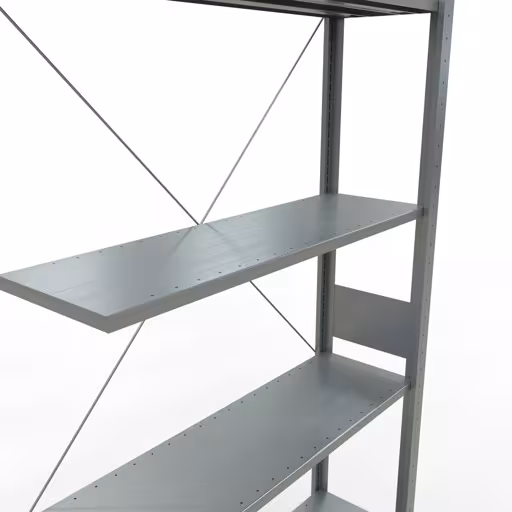 Produktbild Nr 14 des Artikels Anbauregal, Fachbodenregal Stecksystem MULTIplus150, 3000 x 1000 x 300 mm (HxBxT), 7 Fachböden, Kreuzstrebe, verzinkt Abbildung Nr 14 des Artikels Anbauregal, Fachbodenregal Stecksystem MULTIplus150, 3000 x 1000 x 300 mm (HxBxT), 7 Fachböden, Kreuzstrebe, verzinkt aus der Produktgruppe Stecksystem von der Marke Schulte Lagertechnik