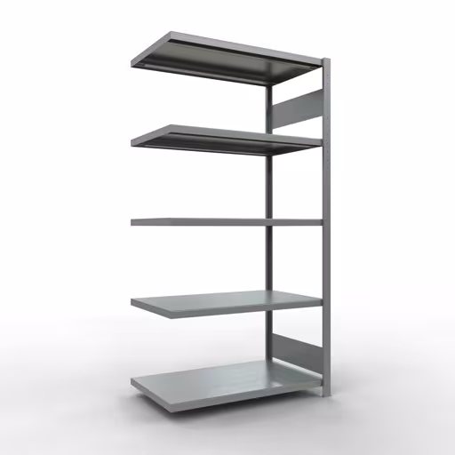 Anbauregal, Fachbodenregal Stecksystem MULTIplus330, 2000 x 1000 x 600 mm (HxBxT), 5 Fachböden, Längenriegel, verzinkt aus der Kategorie Anbauregal mit der Artikelnummer 13965-LR