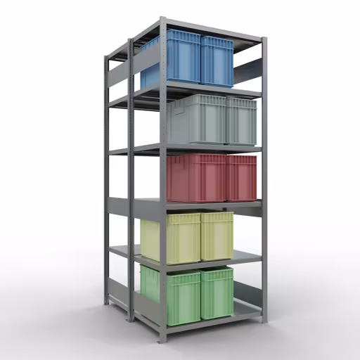 Grundregal, Doppelregal, Fachbodenregal Stecksystem MULTIplus250, 2500 x 1000 x (2x600) mm (HxBxT), 2x6 Fachböden, Längenriegel, verzinkt aus der Kategorie Doppelregale mit der GTIN 4004514262110 Grundregal, Doppelregal, Fachbodenregal Stecksystem MULTIplus250, 2500 x 1000 x (2x600) mm (HxBxT), 2x6 Fachböden, Längenriegel, verzinkt von der Marke Schulte Lagertechnik aus der Produktreihe Fachbodenregale