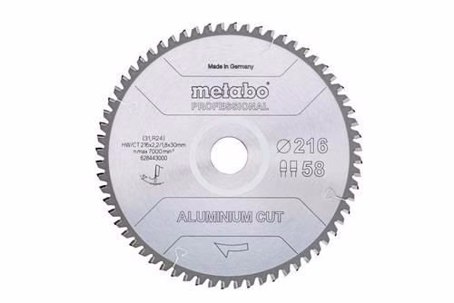 Cirkelzaagblad Aluminium Cut Professional FZ/TZ, tandhoek 5 graden negatief, METABO, uit de categorie cirkelzaagbladen met artikelnummer 8000586504