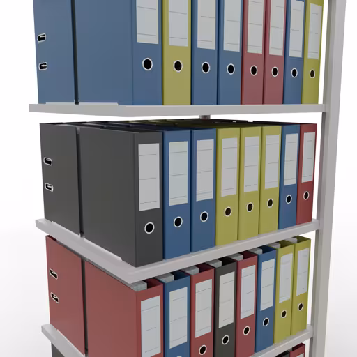 Zusatzbild des Artikels Anbauregal, Büro-Fachbodenregal Stecksystem MULTIplus150, 2000 x 750 x 600 mm (HxBxT), 6 Fachböden, Längenriegel, ohne Mittelanschlag, lichtgrau aus Stecksystem