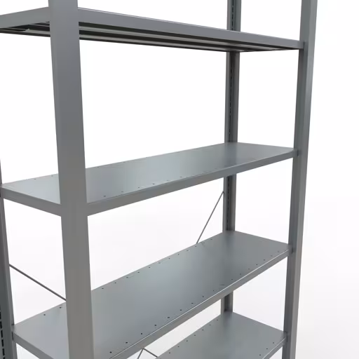 Abbildung Nr 13 des Artikels Grundregal, Büro-Fachbodenregal Stecksystem MULTIplus85, 2300 x 1000 x 300 mm (HxBxT), 7 Fachböden, Kreuzstrebe, verzinkt, ohne Anschlagleiste aus der Produktgruppe Büroregale von der Marke Schulte Lagertechnik