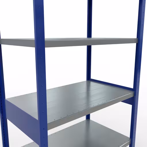 Grundregal, Fachbodenregal Stecksystem MULTIplus330, 2500 x 1000 x 600 mm (HxBxT), 6 Fachböden, Längenriegel, RAL 5010 enzianblau/verzinkt von Schulte Lagertechnik aus der Kategorie Stecksystem