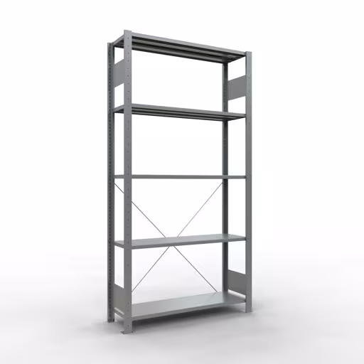 Grundregal, Fachbodenregal Stecksystem MULTIplus150, 2000 x 1000 x 300 mm (HxBxT), 5 Fachböden, Kreuzstrebe, verzinkt von der Marke Schulte Lagertechnik Grundregal, Fachbodenregal Stecksystem MULTIplus150, 2000 x 1000 x 300 mm (HxBxT), 5 Fachböden, Kreuzstrebe, verzinkt aus der Kategorie Grundregal mit der Artikelnummer 12730