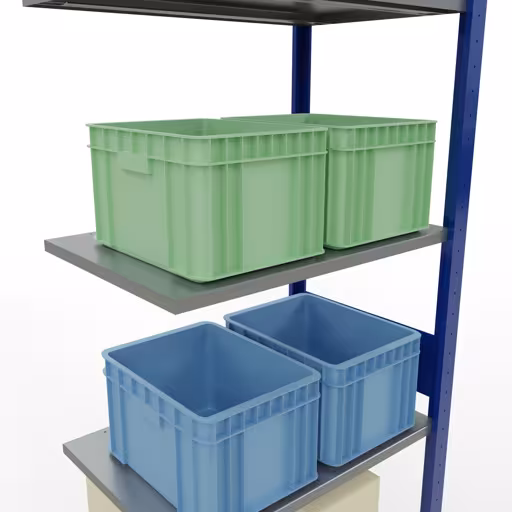 Anbauregal, Fachbodenregal Stecksystem MULTIplus150, 3000 x 750 x 500 mm (HxBxT), 7 Fachböden, Längenriegel, RAL 5010 enzianblau/verzinkt/verzinkt aus der Kategorie Anbauregal mit der GTIN 4004514280794 Anbauregal, Fachbodenregal Stecksystem MULTIplus150, 3000 x 750 x 500 mm (HxBxT), 7 Fachböden, Längenriegel, RAL 5010 enzianblau/verzinkt/verzinkt von der Marke Schulte Lagertechnik aus der Produktreihe Stecksystem