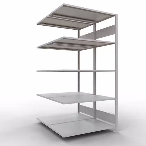 Anbauregal, Doppelregal, Fachbodenregal Stecksystem MULTIplus150, 2000 x 1000 x (2x600) mm (HxBxT), 2x5 Fachböden, Längenriegel, RAL 7035 lichtgrau von der Marke Schulte Lagertechnik Anbauregal, Doppelregal, Fachbodenregal Stecksystem MULTIplus150, 2000 x 1000 x (2x600) mm (HxBxT), 2x5 Fachböden, Längenriegel, RAL 7035 lichtgrau aus der Kategorie Doppelregale mit der Artikelnummer 33165