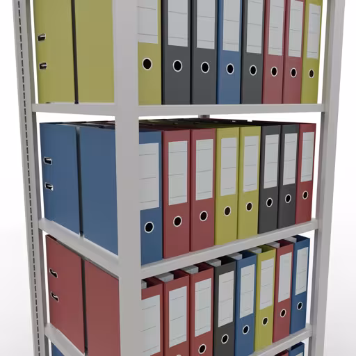 Abbildung Nr 9 des Artikels Grundregal, Büro-Fachbodenregal Stecksystem MULTIplus150, 2000 x 750 x 600 mm (HxBxT), 6 Fachböden, Längenriegel, ohne Mittelanschlag, lichtgrau aus der Produktgruppe Büroregale von der Marke Schulte Lagertechnik