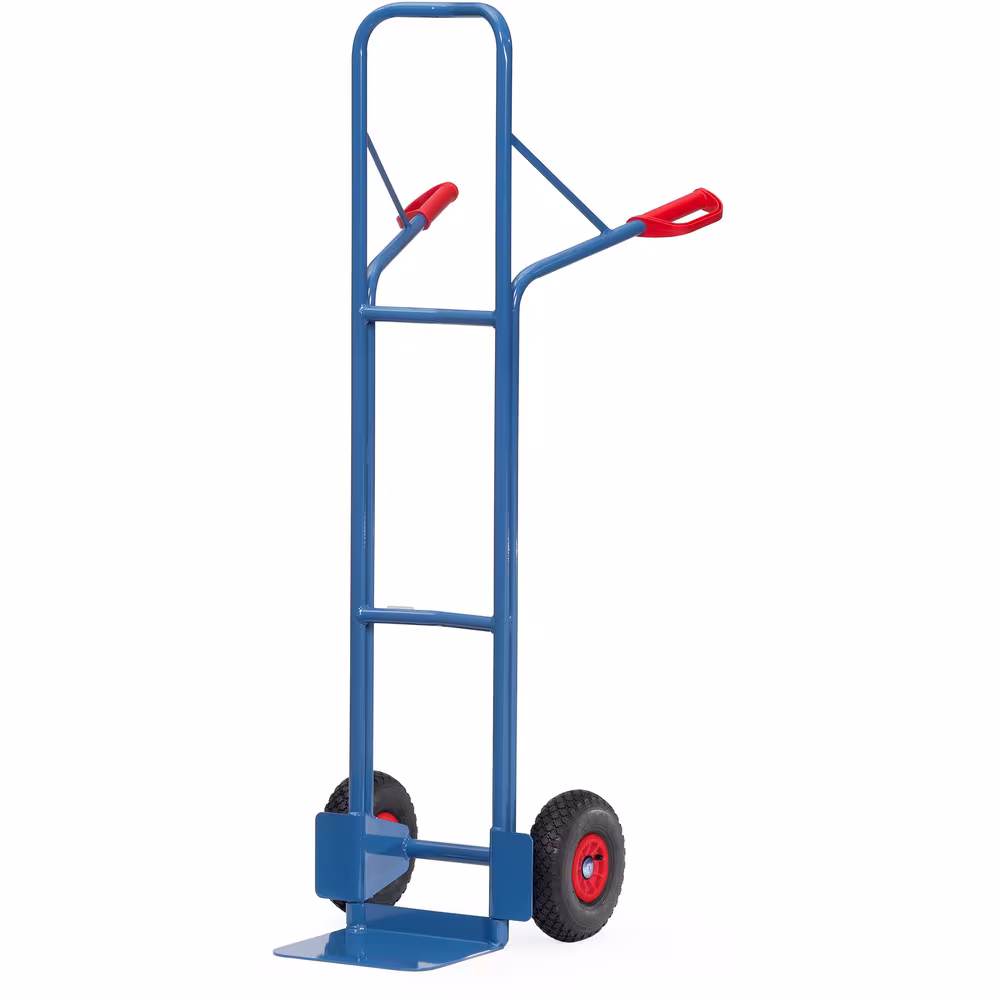 Stapelkarre 1600 mm Stahlrohr-Stapelkarre mit Stahlblechschaufel, stabile Schweißkonstruktion, pulverbeschichtet blau RAL 5007 aus der Kategorie Karren