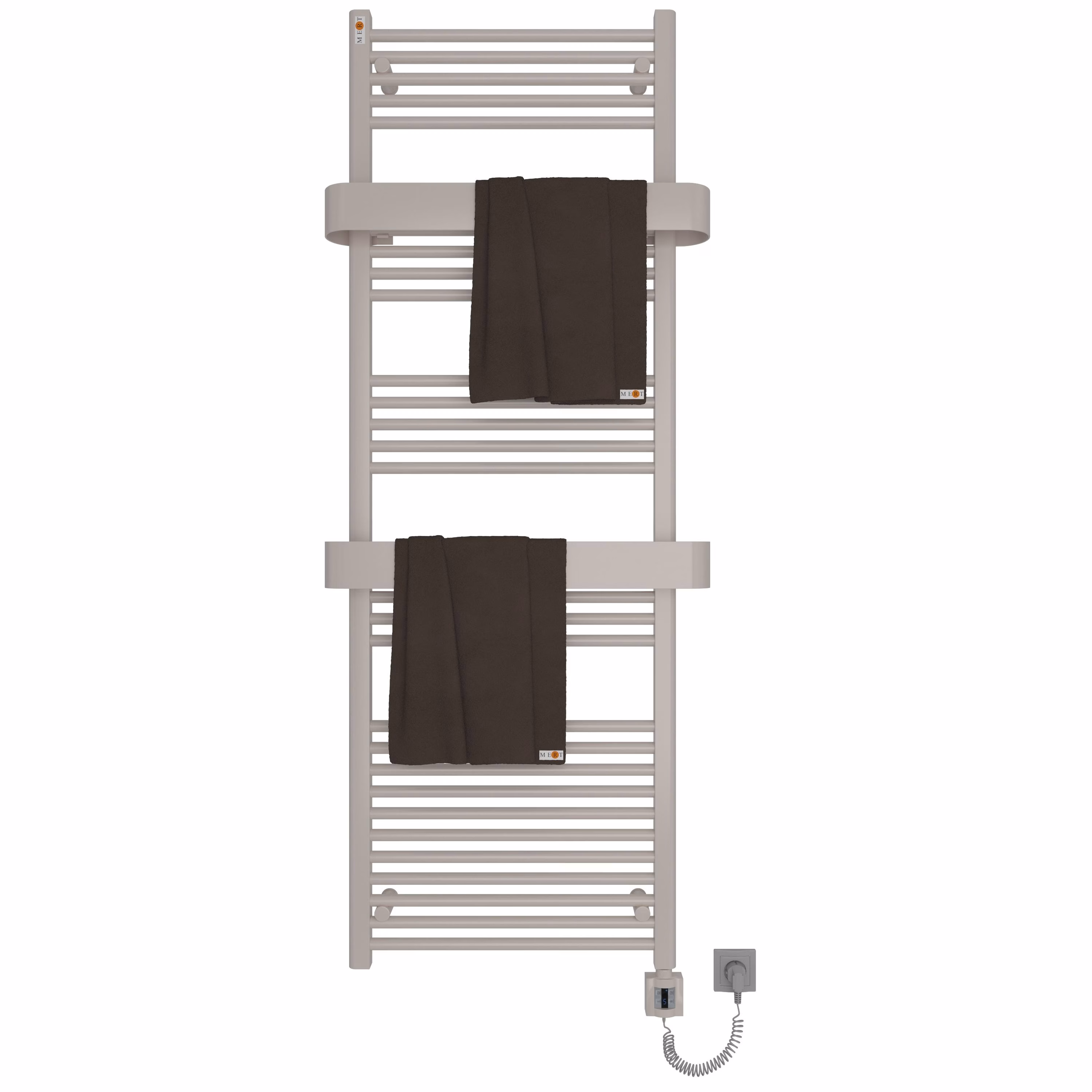 Ohne Text 2208572 MERT Handtuchhalter ELLIPSE 400mm, Verkehrsweiss RAL 9016, glatt glänzend