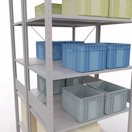 Grundregal, Doppelregal, Fachbodenregal Stecksystem MULTIplus150, 3000 x 1000 x (2x1200) mm (HxBxT), 2x7 Fachböden, Kreuzstrebe, RAL 7035 lichtgrau aus der Kategorie Doppelregale mit der GTIN 4058255035212 Grundregal, Doppelregal, Fachbodenregal Stecksystem MULTIplus150, 3000 x 1000 x (2x1200) mm (HxBxT), 2x7 Fachböden, Kreuzstrebe, RAL 7035 lichtgrau von der Marke Schulte Lagertechnik aus der Produktreihe Fachbodenregale