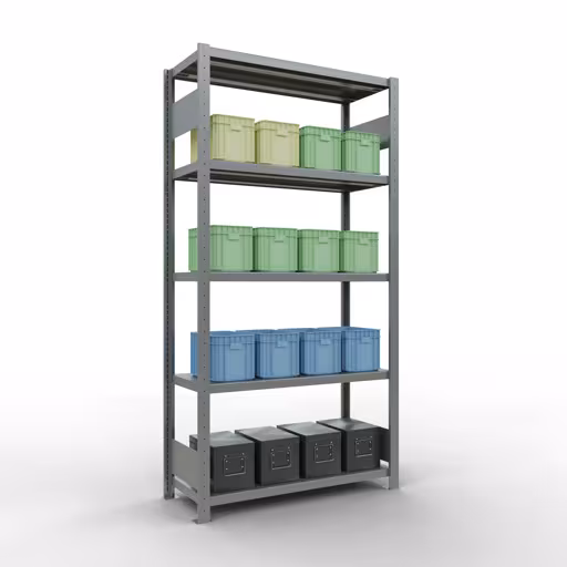 Produktbild Nr 13 des Artikels Grundregal, Fachbodenregal Stecksystem MULTIplus330, 2000 x 1000 x 400 mm (HxBxT), 5 Fachböden, Längenriegel, verzinkt Abbildung Nr 13 des Artikels Grundregal, Fachbodenregal Stecksystem MULTIplus330, 2000 x 1000 x 400 mm (HxBxT), 5 Fachböden, Längenriegel, verzinkt aus der Produktgruppe Stecksystem von der Marke Schulte Lagertechnik