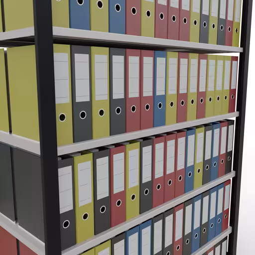 Zusatzbild des Artikels Grundregal, Büro-Fachbodenregal Stecksystem MULTIplus150, 2300 x 1300 x 600 mm (HxBxT), 7 Fachböden, Längenriegel, ohne Mittelanschlag, schwarz/lichtgrau aus Stecksystem