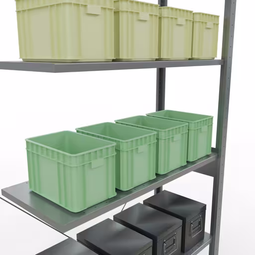 Anbauregal, Fachbodenregal Stecksystem MULTIplus85, 2500 x 1000 x 400 mm (HxBxT), 6 Fachböden, Kreuzstrebe, verzinkt von Schulte Lagertechnik aus der Kategorie Stecksystem
