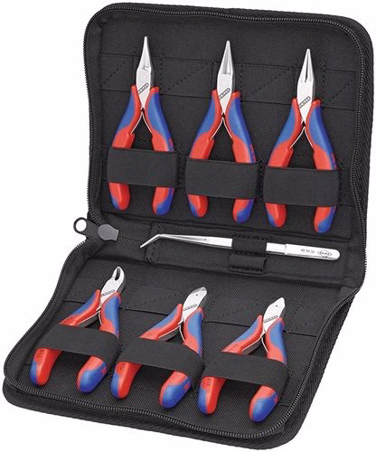 Set di 7 pinze per elettronica: 6 pinze, 1 pinzetta di precisione, marca KNIPEX Set di pinze per elettronica, 7 pezzi, 6 pinze, 1 pinzetta di precisione, KNIPEX dalla categoria pinzette con codice articolo 4000810498