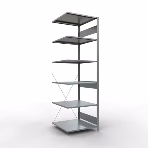 Anbauregal, Fachbodenregal Stecksystem MULTIplus150, 2500 x 750 x 800 mm (HxBxT), 6 Fachböden, Kreuzstrebe, verzinkt von der Marke Schulte Lagertechnik aus der Produktreihe Stecksystem