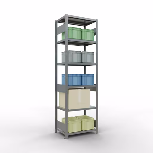 Produktbild Nr 14 des Artikels Grundregal, Fachbodenregal Stecksystem MULTIplus250, 2500 x 750 x 500 mm (HxBxT), 6 Fachböden, Längenriegel, verzinkt Abbildung Nr 14 des Artikels Grundregal, Fachbodenregal Stecksystem MULTIplus250, 2500 x 750 x 500 mm (HxBxT), 6 Fachböden, Längenriegel, verzinkt aus der Produktgruppe Stecksystem von der Marke Schulte Lagertechnik