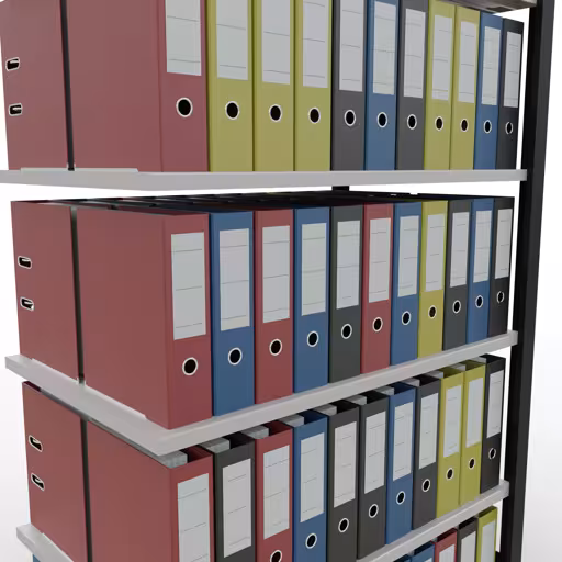 Abbildung Nr 7 des Artikels Anbauregal, Büro-Fachbodenregal Stecksystem MULTIplus150, 2000 x 1000 x 600 mm (HxBxT), 6 Fachböden, Längenriegel, ohne Mittelanschlag, schwarz/lichtgrau aus der Produktgruppe Büroregale von der Marke Schulte Lagertechnik