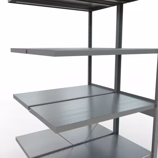 Anbauregal, Doppelregal, Fachbodenregal Stecksystem MULTIplus250, 2500 x 1000 x (2x500) mm (HxBxT), 2x6 Fachböden, Kreuzstrebe, verzinkt von der Marke Schulte Lagertechnik aus der Produktreihe Fachbodenregale