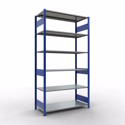 Grundregal, Fachbodenregal Stecksystem MULTIplus150, 2500 x 1300 x 600 mm (HxBxT), 6 Fachböden, Längenriegel, RAL 5010 enzianblau/verzinkt von der Marke Schulte Lagertechnik Grundregal, Fachbodenregal Stecksystem MULTIplus150, 2500 x 1300 x 600 mm (HxBxT), 6 Fachböden, Längenriegel, RAL 5010 enzianblau/verzinkt aus der Kategorie Grundregal mit der Artikelnummer 12761-130-LR-B