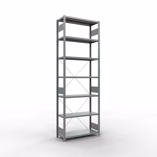Abbildung Nr 14 des Artikels Grundregal, Fachbodenregal Stecksystem MULTIplus330, 3000 x 1000 x 400 mm (HxBxT), 7 Fachböden, Kreuzstrebe, verzinkt aus der Produktgruppe Stecksystem von der Marke Schulte Lagertechnik