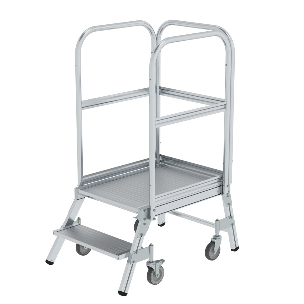 Munk Podesttreppe einseitig begehbar mit Federrollen Aluminium geriffelt aus der Kategorie Podesttreppen mit der Artikelnr. 050102, Moebel, Krippe, Babybett