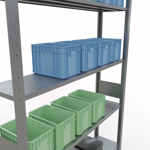 Produktbild Nr.7 des Artikels Grundregal, Fachbodenregal Stecksystem MULTIplus150, 3000 x 1300 x 300 mm (HxBxT), 7 Fachböden, Längenriegel, verzinkt aus der Produktreihe Stecksystem von der Marke Schulte Lagertechnik