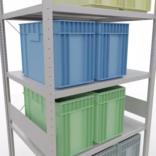 Produktbild Nr 15 des Artikels Grundregal, Fachbodenregal Stecksystem MULTIplus330, 3000 x 1000 x 800 mm (HxBxT), 7 Fachböden, Kreuzstrebe, RAL 7035 lichtgrau Abbildung Nr 15 des Artikels Grundregal, Fachbodenregal Stecksystem MULTIplus330, 3000 x 1000 x 800 mm (HxBxT), 7 Fachböden, Kreuzstrebe, RAL 7035 lichtgrau aus der Produktgruppe Stecksystem von der Marke Schulte Lagertechnik