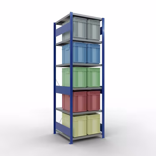 Produktbild Nr 12 des Artikels Grundregal, Fachbodenregal Stecksystem MULTIplus250, 2500 x 750 x 800 mm (HxBxT), 6 Fachböden, Kreuzstrebe, RAL 5010 enzianblau/verzinkt/verzinkt Abbildung Nr 12 des Artikels Grundregal, Fachbodenregal Stecksystem MULTIplus250, 2500 x 750 x 800 mm (HxBxT), 6 Fachböden, Kreuzstrebe, RAL 5010 enzianblau/verzinkt/verzinkt aus der Produktgruppe Stecksystem von der Marke Schulte Lagertechnik