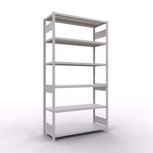 Grundregal, Fachbodenregal Stecksystem MULTIplus250, 2500 x 1300 x 500 mm (HxBxT), 6 Fachböden, Längenriegel, RAL 7035 lichtgrau aus der Kategorie Grundregal mit der Artikelnummer 32851-130-LR