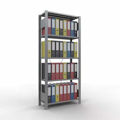 Abbildung Nr 10 des Artikels Grundregal, Büro-Fachbodenregal Stecksystem MULTIplus85, 1800 x 750 x 300 mm (HxBxT), 5 Fachböden, Kreuzstrebe, verzinkt, ohne Anschlagleiste aus der Produktgruppe Büroregale von der Marke Schulte Lagertechnik