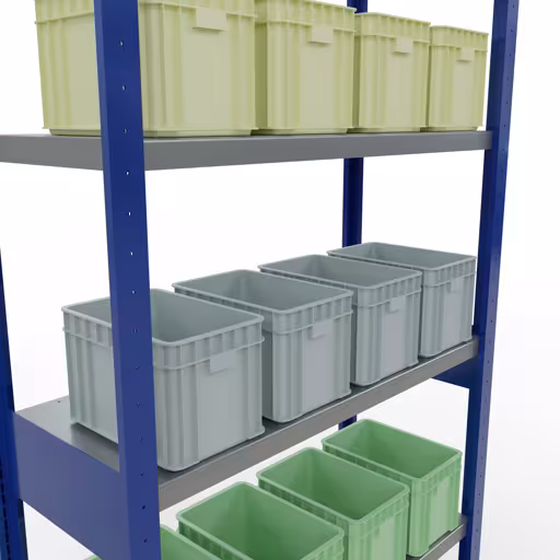 Produktbild Nr 15 des Artikels Grundregal, Fachbodenregal Stecksystem MULTIplus250, 2500 x 1000 x 400 mm (HxBxT), 6 Fachböden, Längenriegel, RAL 5010 enzianblau/verzinkt Abbildung Nr 15 des Artikels Grundregal, Fachbodenregal Stecksystem MULTIplus250, 2500 x 1000 x 400 mm (HxBxT), 6 Fachböden, Längenriegel, RAL 5010 enzianblau/verzinkt aus der Produktgruppe Stecksystem von der Marke Schulte Lagertechnik