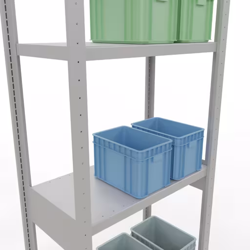 Grundregal, Fachbodenregal Stecksystem MULTIplus250, 3000 x 750 x 400 mm (HxBxT), 7 Fachböden, Längenriegel, RAL 7035 lichtgrau von der Marke Schulte Lagertechnik aus der Produktreihe Stecksystem