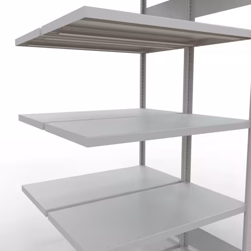 Produktbild Nr.16 des Artikels Anbauregal, Doppelregal, Fachbodenregal Stecksystem MULTIplus250, 2000 x 1000 x (2x500) mm (HxBxT), 2x5 Fachböden, Längenriegel, RAL 7035 lichtgrau aus der Produktreihe Fachbodenregale von der Marke Schulte Lagertechnik