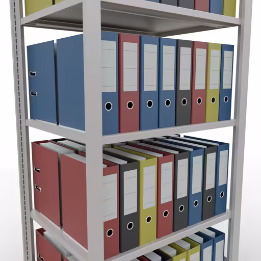 Abbildung Nr 13 des Artikels Grundregal, Büro-Fachbodenregal Stecksystem MULTIplus150, 1800 x 750 x 600 mm (HxBxT), 5 Fachböden, Längenriegel, ohne Mittelanschlag, lichtgrau aus der Produktgruppe Büroregale von der Marke Schulte Lagertechnik