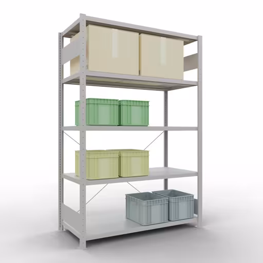 Produktbild Nr 15 des Artikels Stecksystem Grundregal 2000x1300x600 mm, Typ 250 kg, lichtgrau Abbildung Nr 15 des Artikels Stecksystem Grundregal 2000x1300x600 mm, Typ 250 kg, lichtgrau aus der Produktgruppe Stecksystem von der Marke Schulte Lagertechnik