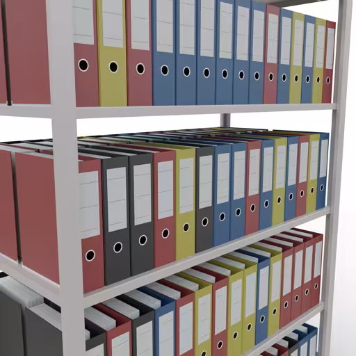 Abbildung Nr 11 des Artikels Grundregal, Büro-Fachbodenregal Stecksystem MULTIplus150, 2300 x 1300 x 600 mm (HxBxT), 7 Fachböden, Längenriegel, ohne Mittelanschlag, lichtgrau aus der Produktgruppe Büroregale von der Marke Schulte Lagertechnik