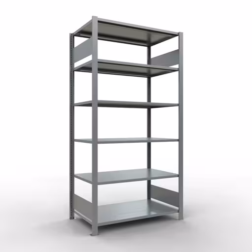 Grundregal, Büro-Fachbodenregal Stecksystem MULTIplus150, 2000 x 1000 x 600 mm (HxBxT), 6 Fachböden, Längenriegel, verzinkt, ohne Mittelanschlag aus der Kategorie Stecksystem mit der Artikelnummer 17761