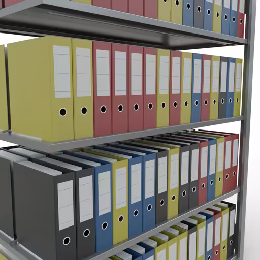 Zusatzbild des Artikels Anbauregal, Büro-Fachbodenregal Stecksystem MULTIplus150, 1800 x 1300 x 600 mm (HxBxT), 5 Fachböden, Längenriegel, verzinkt, mit Mittelanschlag aus Stecksystem