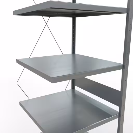 Produktbild Nr 13 des Artikels Anbauregal, Fachbodenregal Stecksystem MULTIplus250, 3000 x 750 x 800 mm (HxBxT), 7 Fachböden, Kreuzstrebe, verzinkt Abbildung Nr 13 des Artikels Anbauregal, Fachbodenregal Stecksystem MULTIplus250, 3000 x 750 x 800 mm (HxBxT), 7 Fachböden, Kreuzstrebe, verzinkt aus der Produktgruppe Stecksystem von der Marke Schulte Lagertechnik