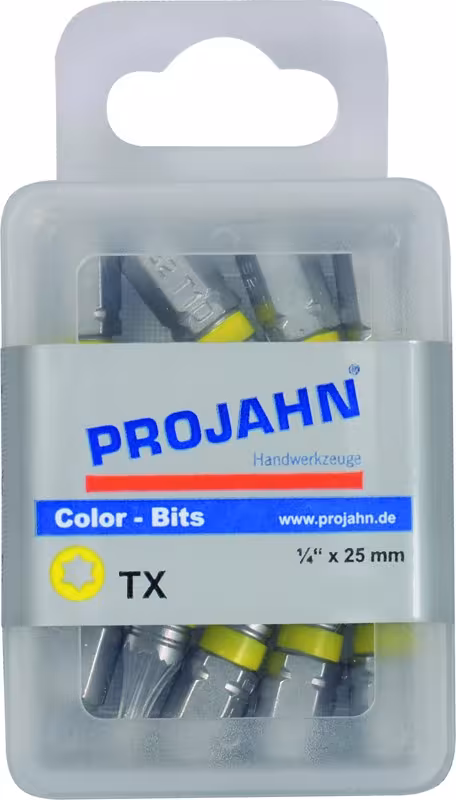 1/4" markierter Bit L25 mm TX T27 10er Pack von der Marke PROJAHN Color-Ring Bit für Innen-TX-Schrauben 6,3 10er-Pack Typ Variante: 1/4" markierter Bit L25 mm TX T27 10er Pack aus der Kategorie Bits & Bithalter mit der Artikelnr. 1735-10