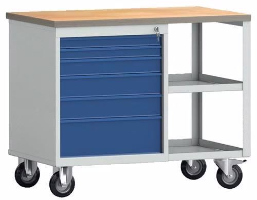 Werkbank PW 700 Breite 1000 x Tiefe 620 x Höhe 805 mm Buche Multiplex 6 Schubladen KLW-LUTZ BETRIEBSEINRICHTUNGEN aus der Kategorie Werkbänke